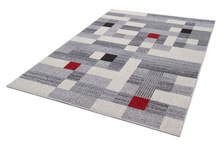 Covor geometric mare gri-rosu|Covoare moderne XL [2]