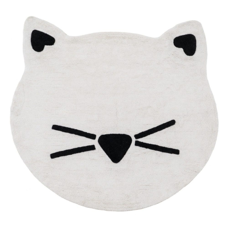 Covoare - Covor rotund bumbac model pisica 150 cm|Covoare minimaliste pentru interioare moderne