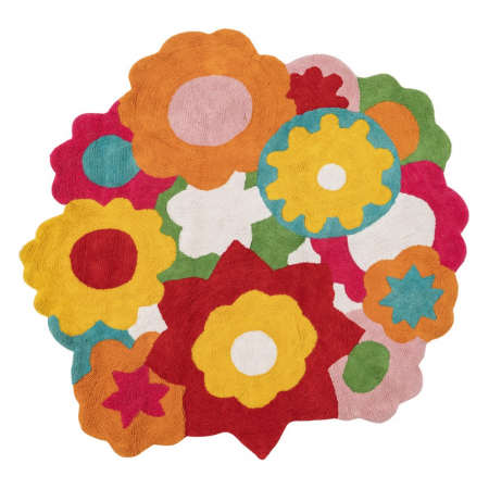 Covor rotund bumbac floral 150 cm|Covoare elegante pentru spatii armonioase
