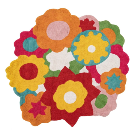 Covoare - Covor rotund bumbac floral 150 cm|Covoare elegante pentru spatii armonioase