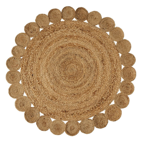 Textile in Stil Romantic - Covor rotund din iută cu petale împletite pe margine și centru în spirală