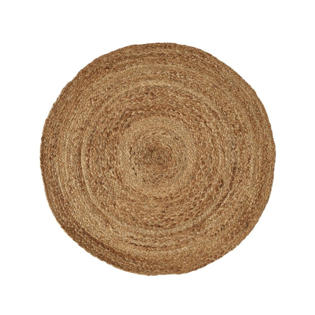 Organic Natural - Covor rotund din iută împletită în spirală, cu fire groase pornite din centru