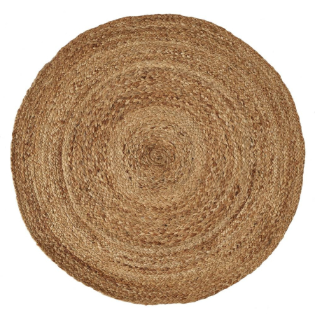 Organic Natural - Covor rotund mare din iută cu împletitură groasă în cercuri, de culoarea mierii