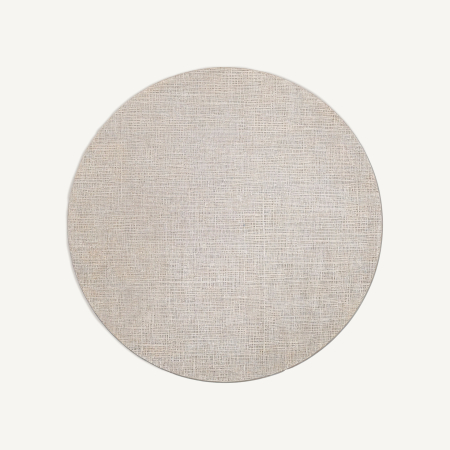 Textile - Covor rotund gri-taupe din viscoză și lână cu grilă în relief și luciu discret