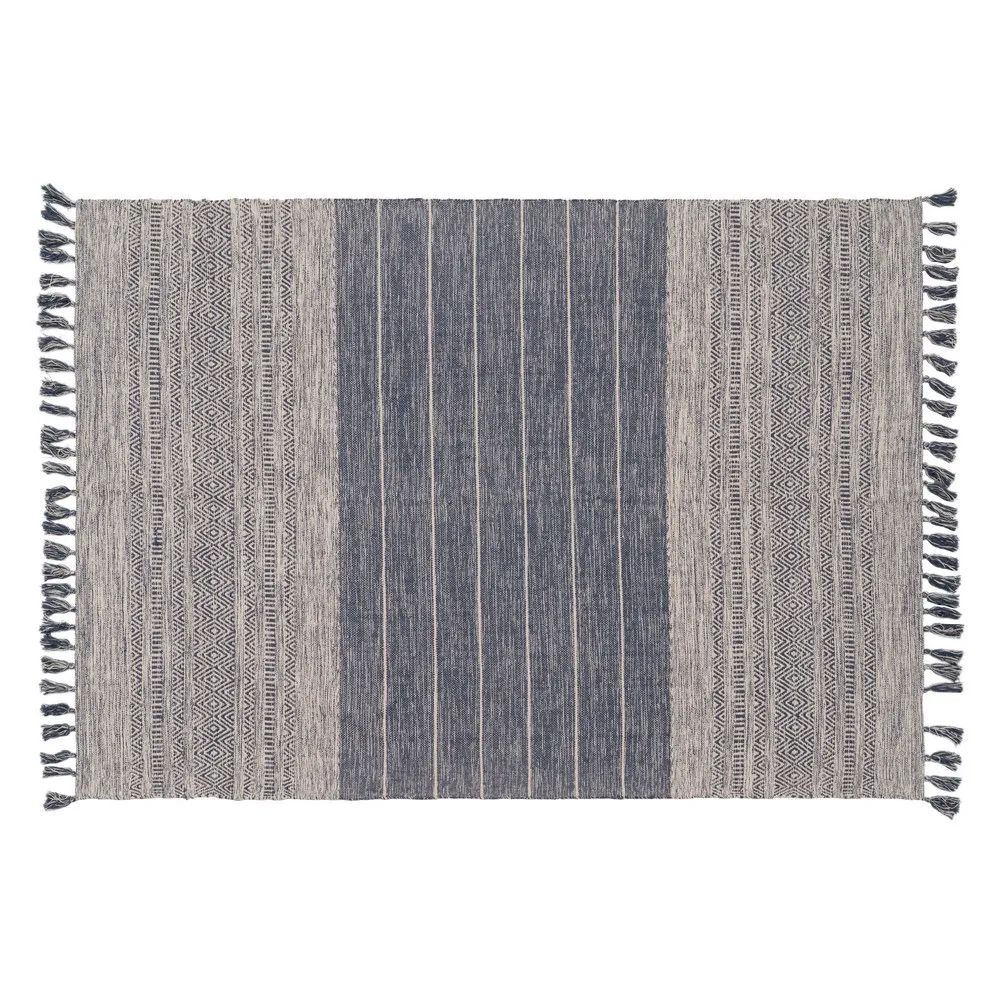 Textile - Covor rustic mare albastru-alb | Covoare pentru living