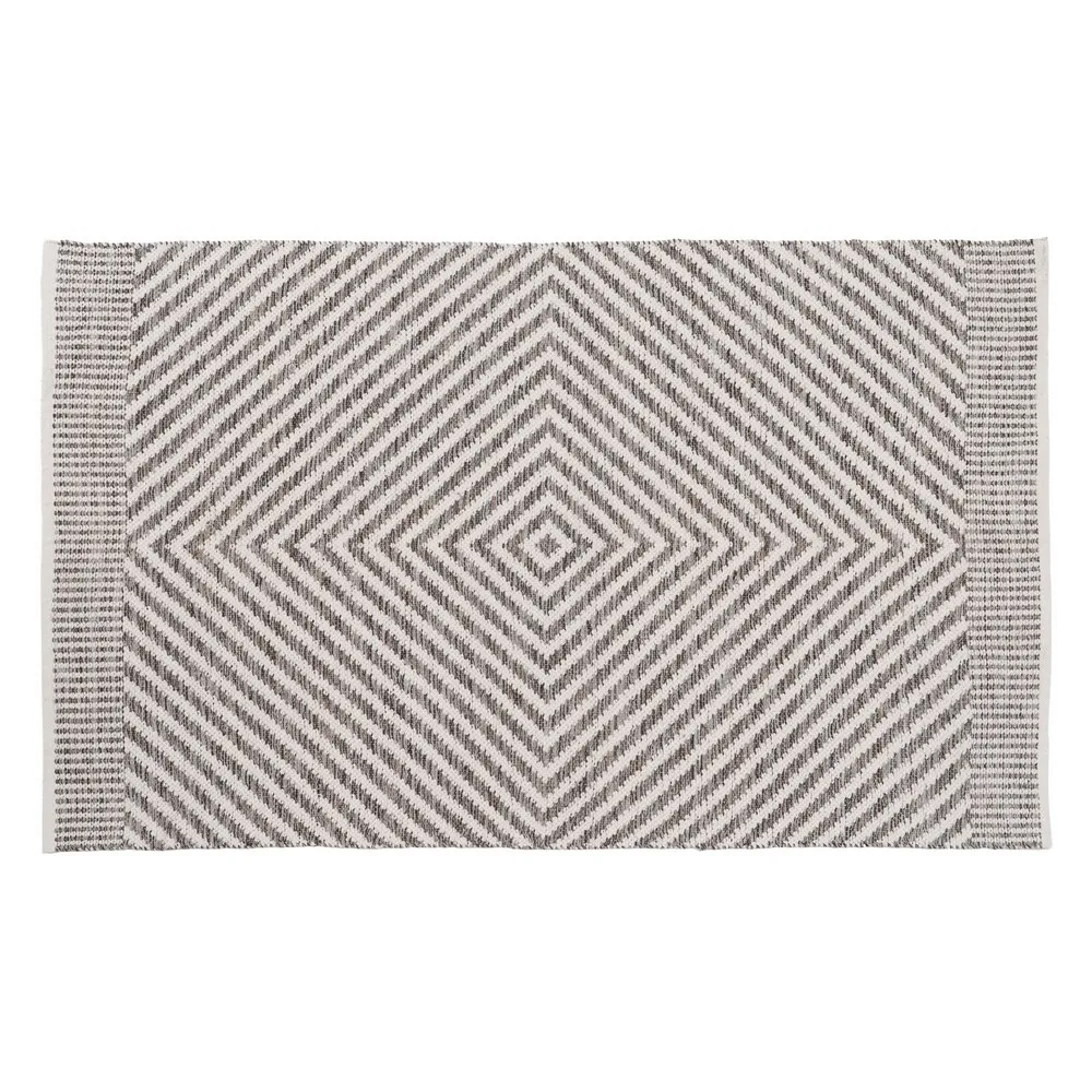 Textile - Covor Geometric Gri-Alb pentru Spatii Medii | Covoare