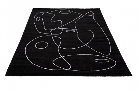 Covor abstract geometric ivory negru|Covoare moderne premium [1]