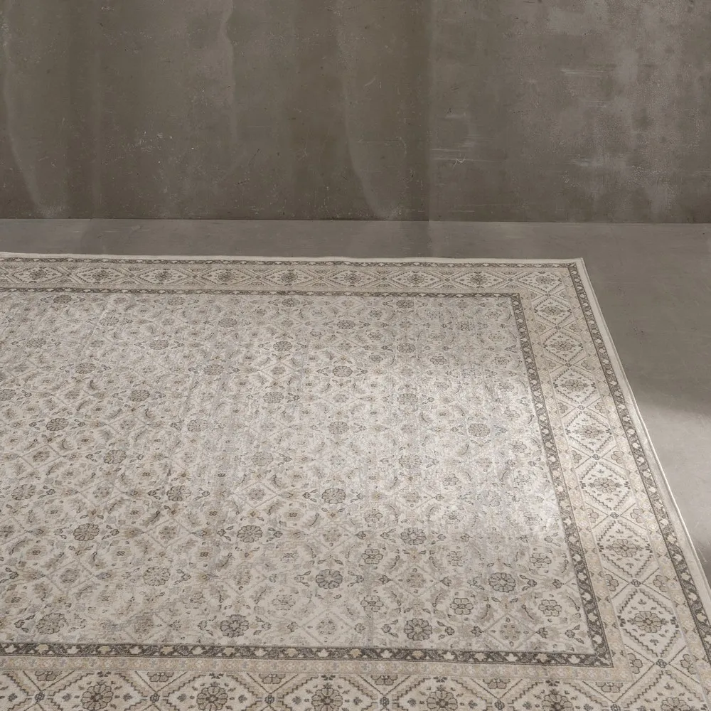 Textile - Covor vintage bej mare antiderapant | Covoare confortabile
