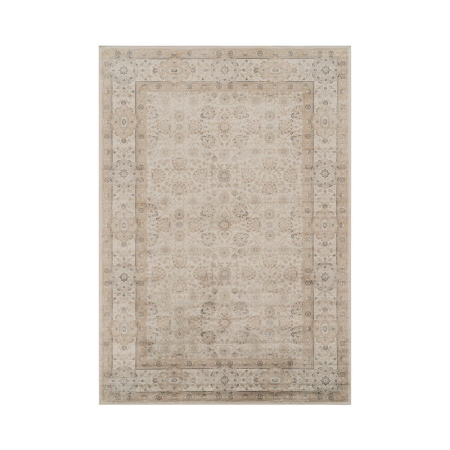 Covoare - Covor vintage din viscoză în tonuri naturale cu bordură decorativă