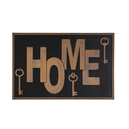 Covoare - Covoraș din cauciuc negru cu Home în cupru și chei decorative