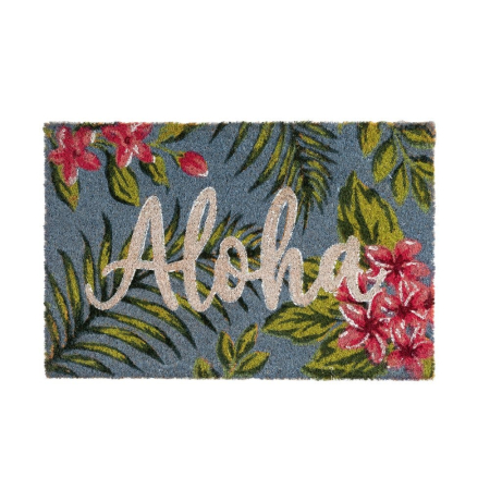 Covorase Intrare - Covoraș de intrare din fibră de cocos cu flori tropicale