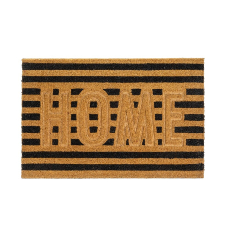 Covorase Intrare - Covoraș din fibră de cocos cu Home în relief și dungi negre