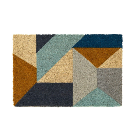 Covorase Intrare - Covoraș de intrare din fibră de cocos cu model geometric colorat