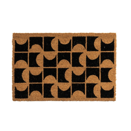 Covoare - Covoraș din fibră de cocos cu model geometric retro negru
