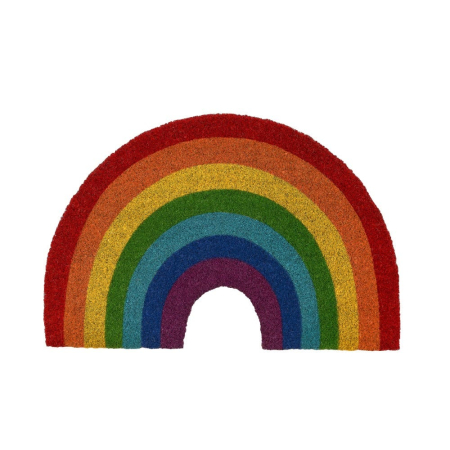 Covorase Intrare - Covoraș în formă de curcubeu din fibră de cocos, cu benzi colorate vii