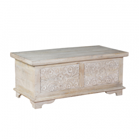 Cufere si valize decorative - Cufărul din lemn masiv de mango cu sculpturi Morena