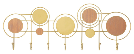 Cuiere - Cuier perete auriu cercuri geometrice lemn