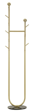 Cuiere - Cuier de podea din metal auriu cu cârlige și bază marmură neagră