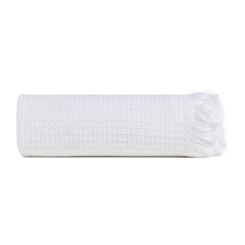 Textile - Cuvertura alba bumbac tesatura fagure | Cuverturi de calitate