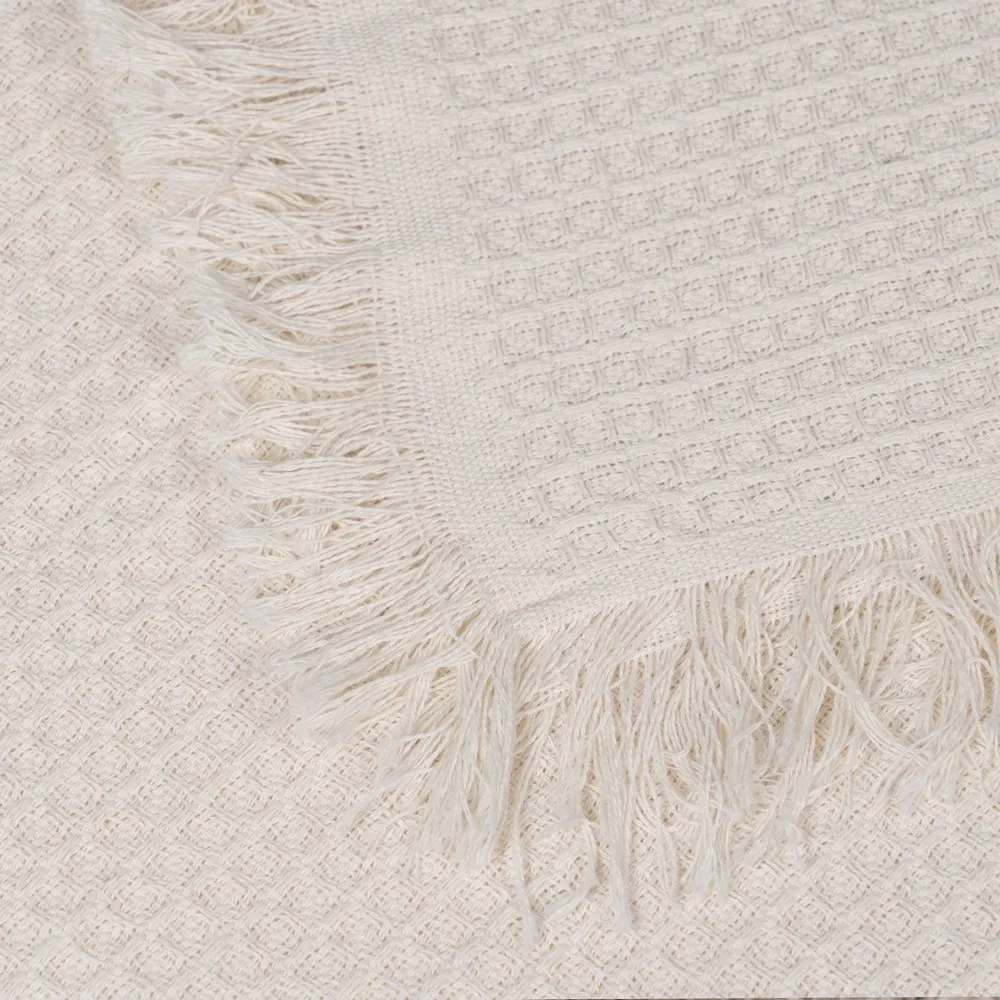 Cuvertura crem bumbac tesatura fagure | Cuverturi elegante [4]
