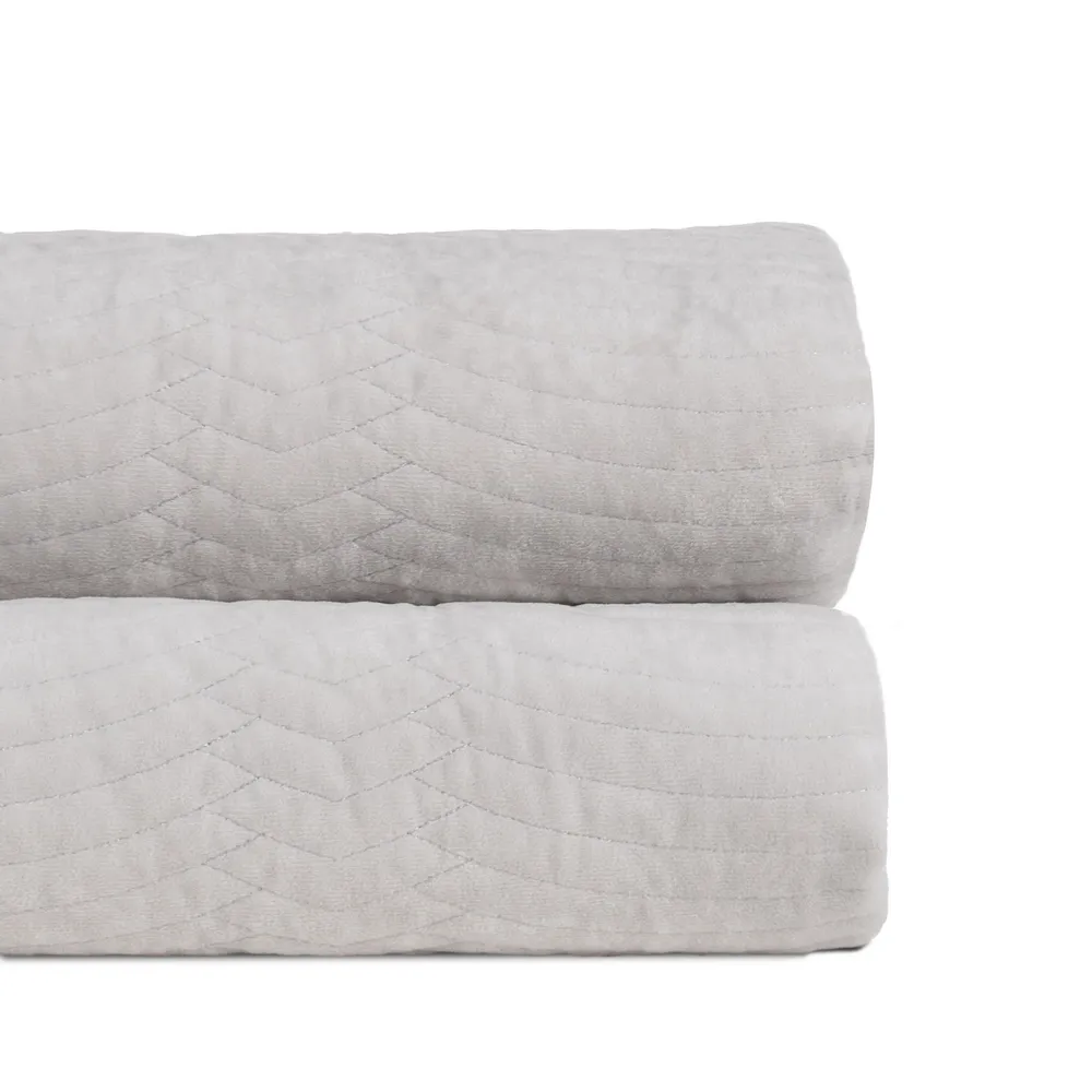 Textile - Cuvertura Matlasata Catifea Alb Perlat | Cuverturi Elegante