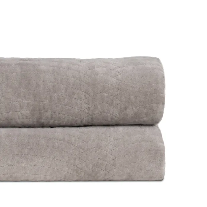 Textile - Cuvertura matlasata gri pentru pat mare | Cuverturi de lux