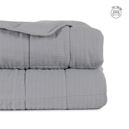 Textile in Stil Scandinav - Cuvertura quilt gri pentru pat mare | Cuverturi confortabile