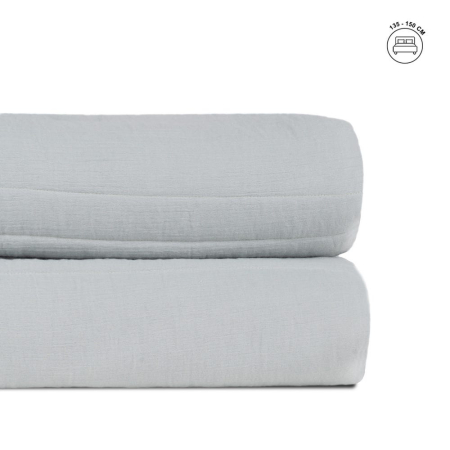 Textile in Stil Scandinav - Cuvertura catifea gri verzui pentru pat mare | Cuverturi stil