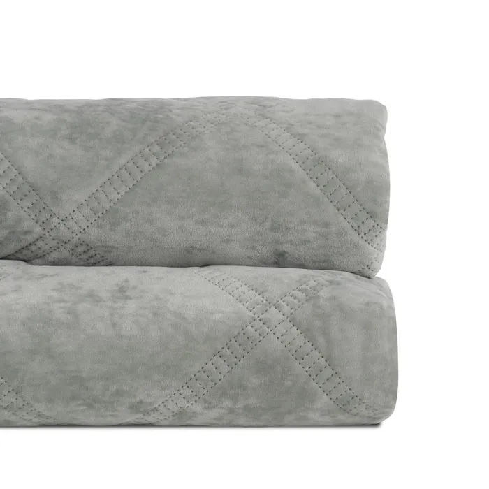 Textile - Cuvertura Quilt Gri Verzui pentru Pat Mare | Cuverturi Moderne