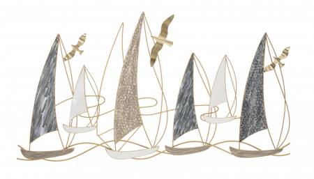 Decoratiuni metalice - Panou mural luxos | Vaporase si pescarusi | Decor maritim