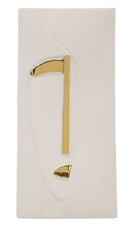 Masti de perete - Decor perete ceramic alb cu detalii aurii pentru living și spații elegante din ceramică design vertical