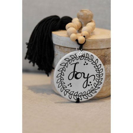 Obiecte decorative - Decor Crăciun suspendabil rustic inscripție JOY materiale naturale