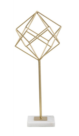 Statuete si Sculpturi - Ornament Cube auriu pe suport marmura - CreativDeco.ro  