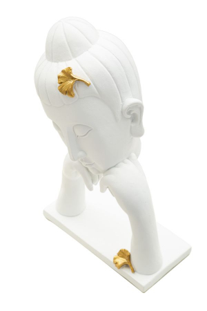 Statueta Buddha alb cu frunze decorative - CreativDeco.ro   [4]