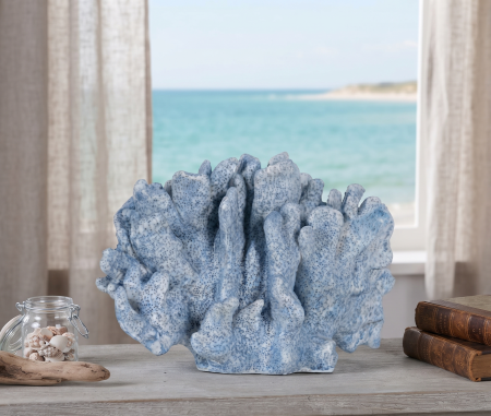 Obiecte decorative in Stil Coastal - Figurina coral albastra detalii fine|Decoratiuni marine deosebite