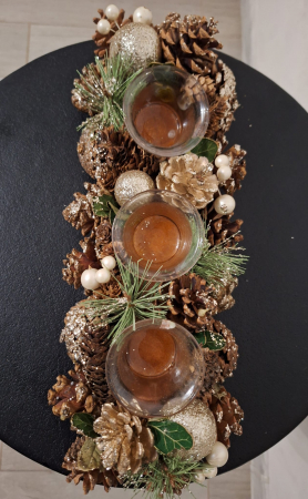 Suport Lumanari Craciun CreativDeco - Decor cu Conuri de Brad Aurii [3]