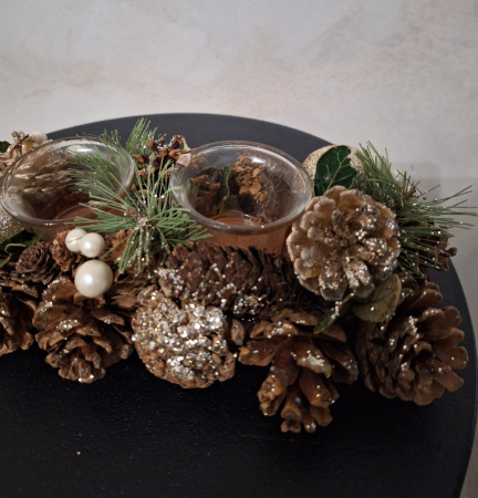 Suport Lumanari Craciun CreativDeco - Decor cu Conuri de Brad Aurii [4]