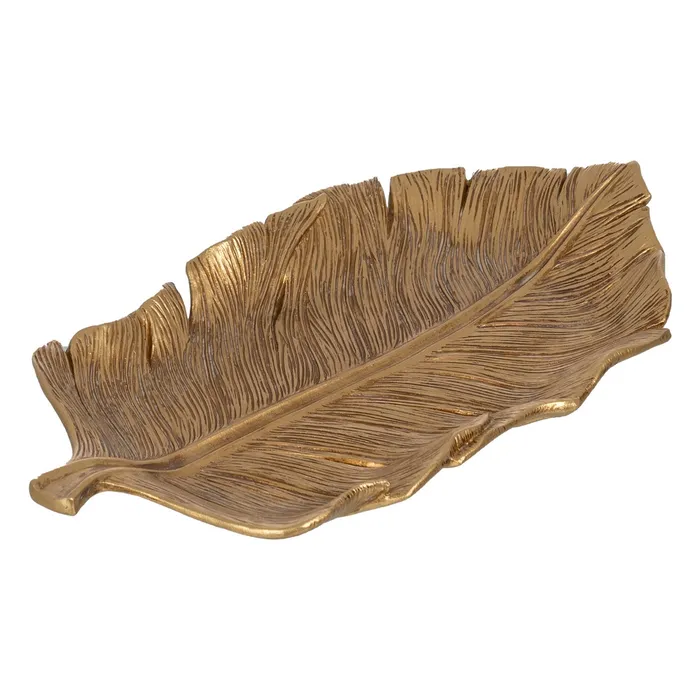 Accesorii decorative - Platou Decorativ frunza, polirasina, aurie - creativdeco.ro
