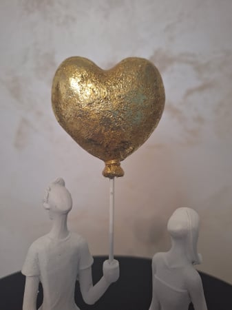Decoratiune Cuplu balon inima , rasina, alb auriu-creativdeco.ro [2]