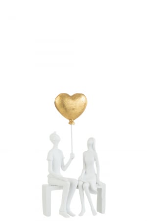Decoratiune Cuplu balon inima , rasina, alb auriu-creativdeco.ro [1]