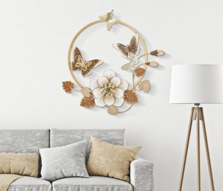 Decorațiune circulară cu floare mare și frunze aurii - CreativDeco [4]