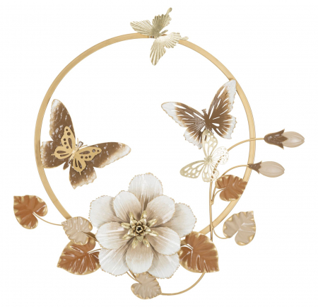 Decorațiune circulară cu floare mare și frunze aurii - CreativDeco