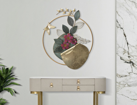 Decorațiune perete florală cu accente aurii - CreativDeco [4]