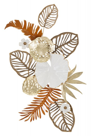 Decoratiuni metalice - Decorațiune Glam CreativDeco - Flori și Frunze Sofisticate pentru Spațiu Proaspăt