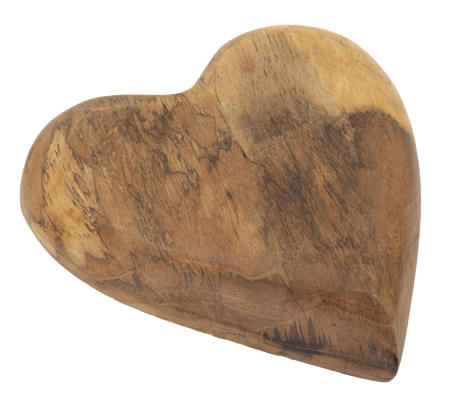 Rustic - Decorațiune în formă de inimă din lemn de tec reciclat cu vene și nuanțe naturale