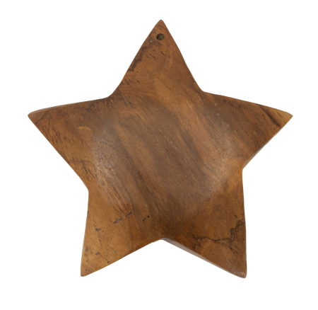 Rustic - Decorațiune în formă de stea din lemn de tec reciclat cu cinci colțuri largi