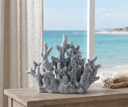 Coral ceramica decorativ pentru decor marin|Figurine albastre pentru interioare elegante