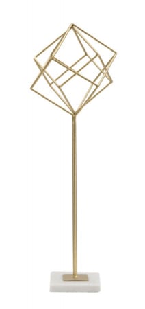 Statuete si Sculpturi - Cub decorativ auriu pe marmura - CreativDeco.ro  