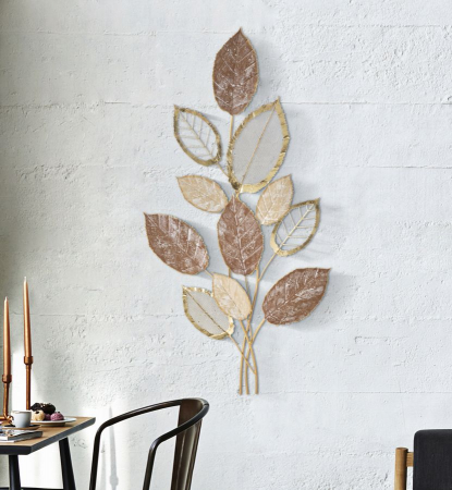 Decoratiune Perete Frunze Maro Alb CreativDeco - Eleganta Naturala pentru Living si Birou [4]