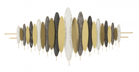 Decoratiuni metalice - Decorațiune metalică de perete modernă cu accente aurii și gri